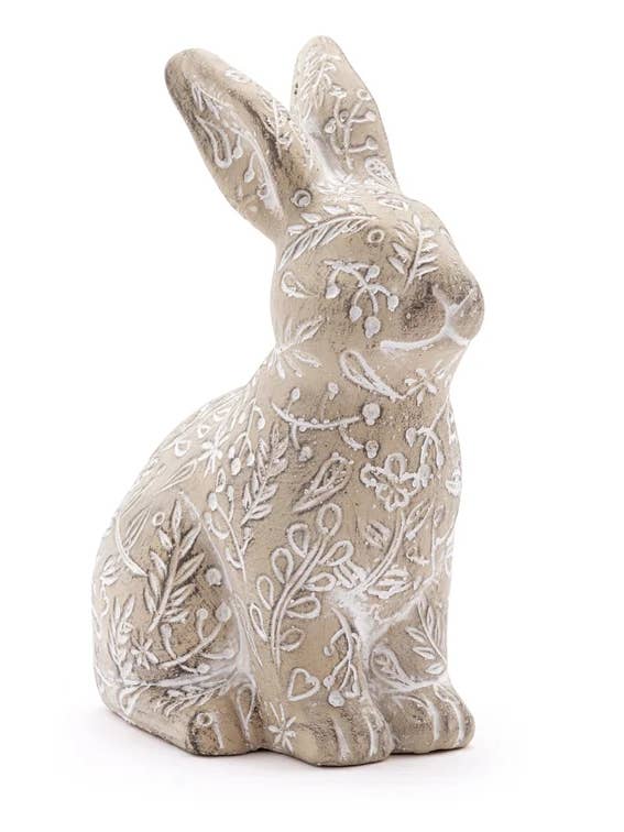 Botanical Etched Bunny Figurine Item #17104 for wholesale by Napco