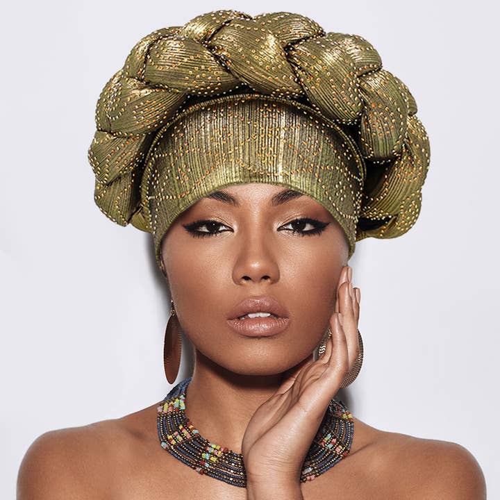 Sensibling Corp. - Wholesale Turban - Women's - Bling Studded Braided Turban Hair Wrap6