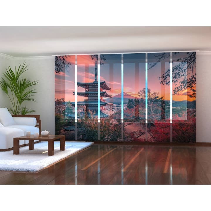 Set of 6 Fuji Mountain Panel Tents and Chureito Pagoda - for wholesale by IlyDecor