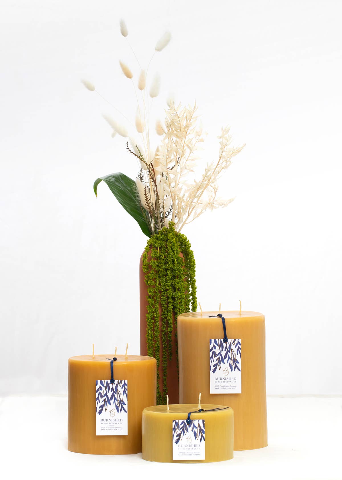The Beeswax Co. - Wholesale Pillar Candle - 3 Wick - 6 Inch Beeswax Pillars7