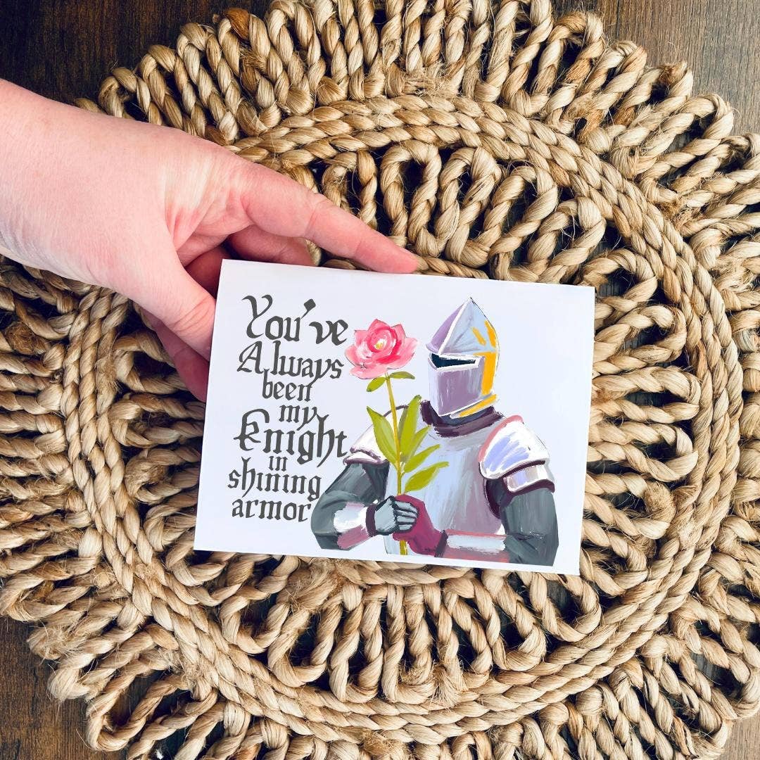 Cryptic Paper Co. – Cartão de amor por atacado – Cartão de Saudação de Amor de Cavaleiro Nerd Medieval1