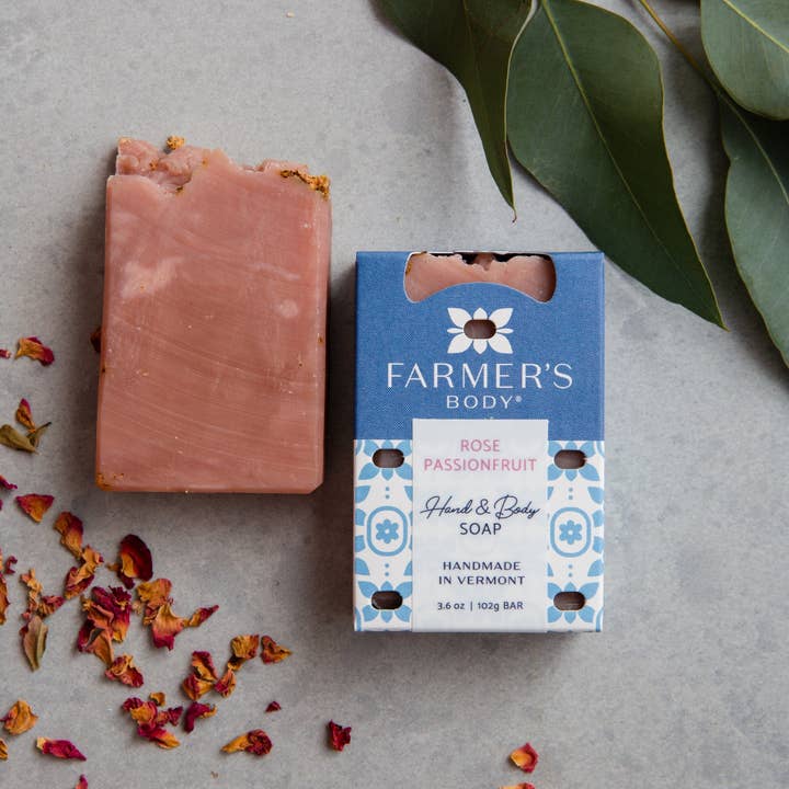 Rose Passionfruit Bar Soap for wholesale by Farmer's Body