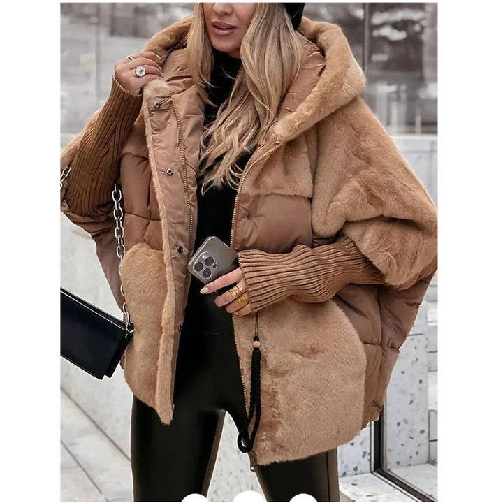 kycozy - Wholesale Fur/Faux Fur Coat - Women's - Loose Patchwork Down Cotton Coat0