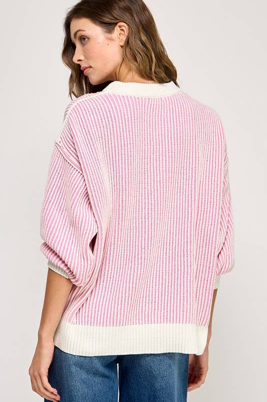 Miss Love - Wholesale Knit Sweater - Women's - Super Soft Strip Sweater26