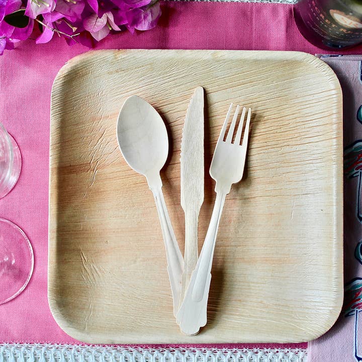 Eco Elegant Table Ware - Venta al por mayor Platos desechables - Plato de bambú, 50 unidades, 10 pulgadas, cuadrado, 150 piezas, cubiertos desechables