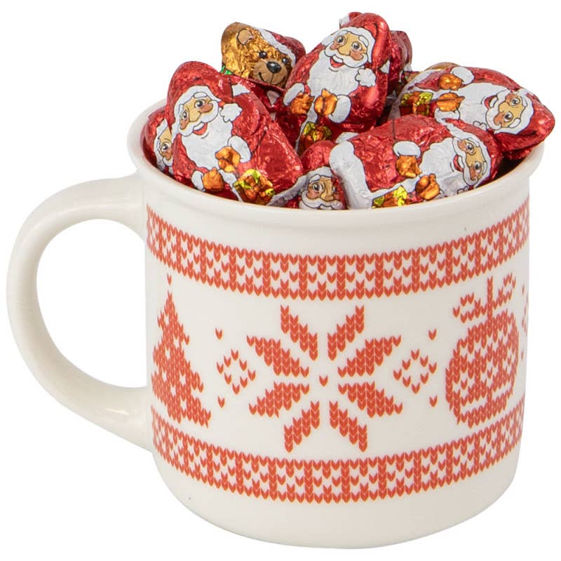 Red White Round Ceramic Mug 9.5x8.5cm knit for wholesale on Faire1