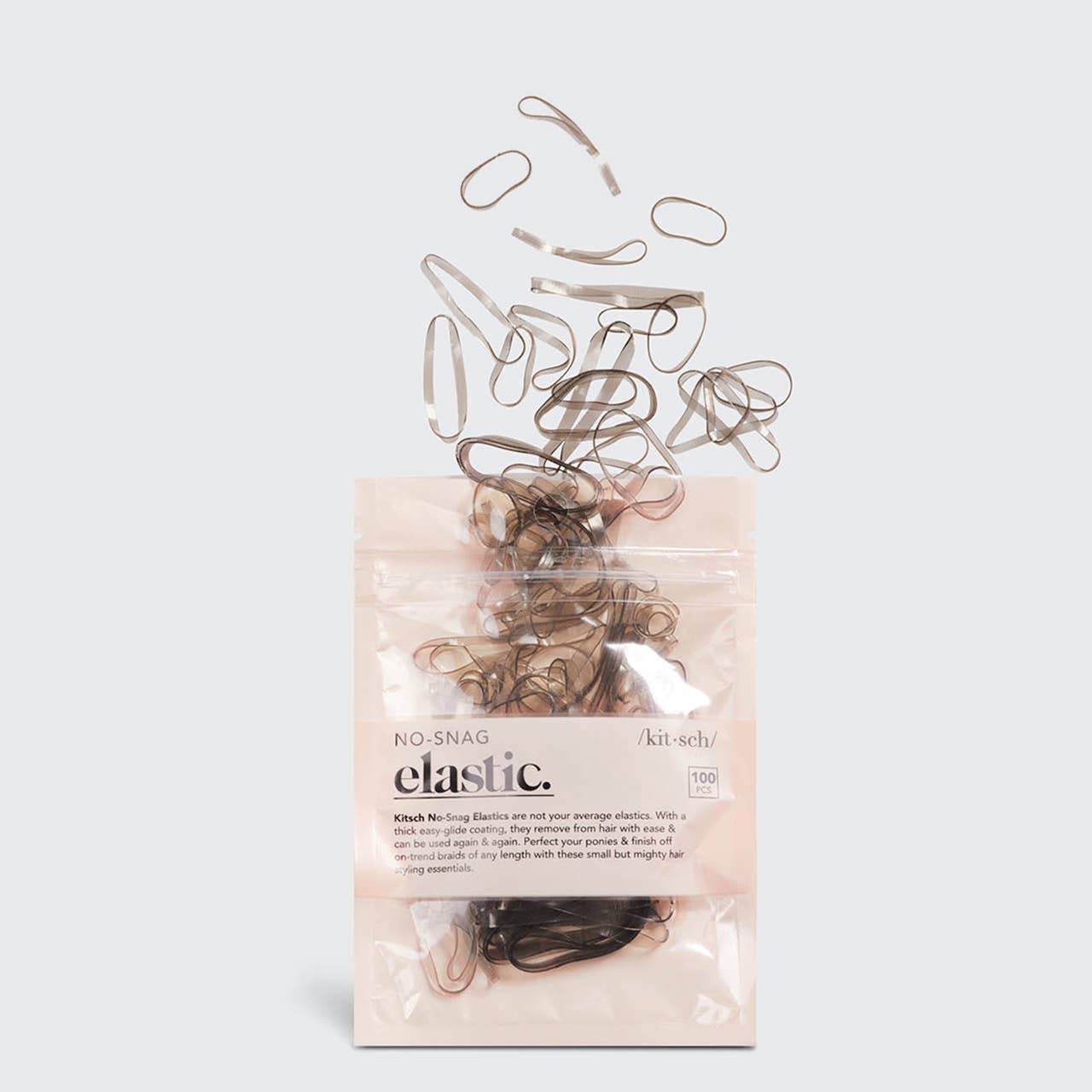 KITSCH - Vendita all'ingrosso Elastico per capelli - Elastico antistrappo 100 pezzi - Marrone2