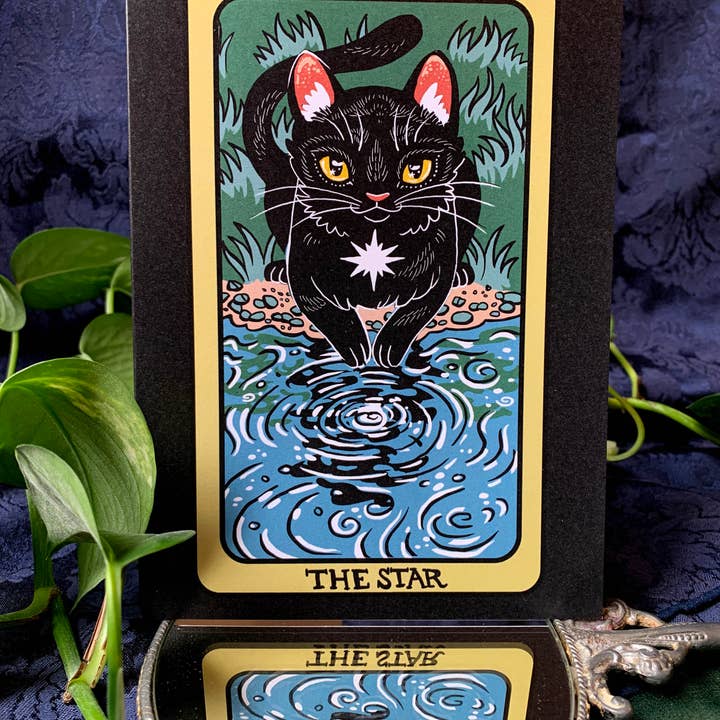 Secret Creatures - Vendita all'ingrosso Biglietti di auguri generici - Biglietto di auguri The Star Tarot, motivo: gatto1