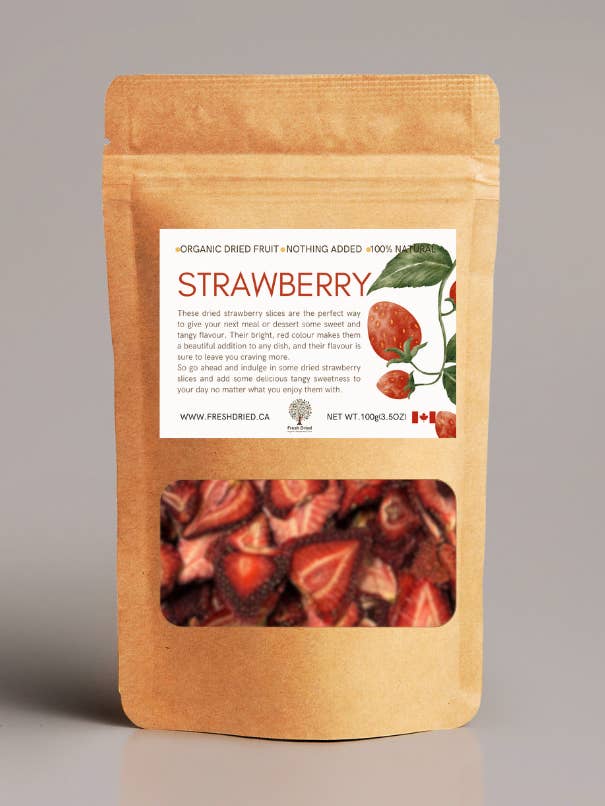 Tørrede jordbærskiver - økologisk for engroshandel hos FreshDried