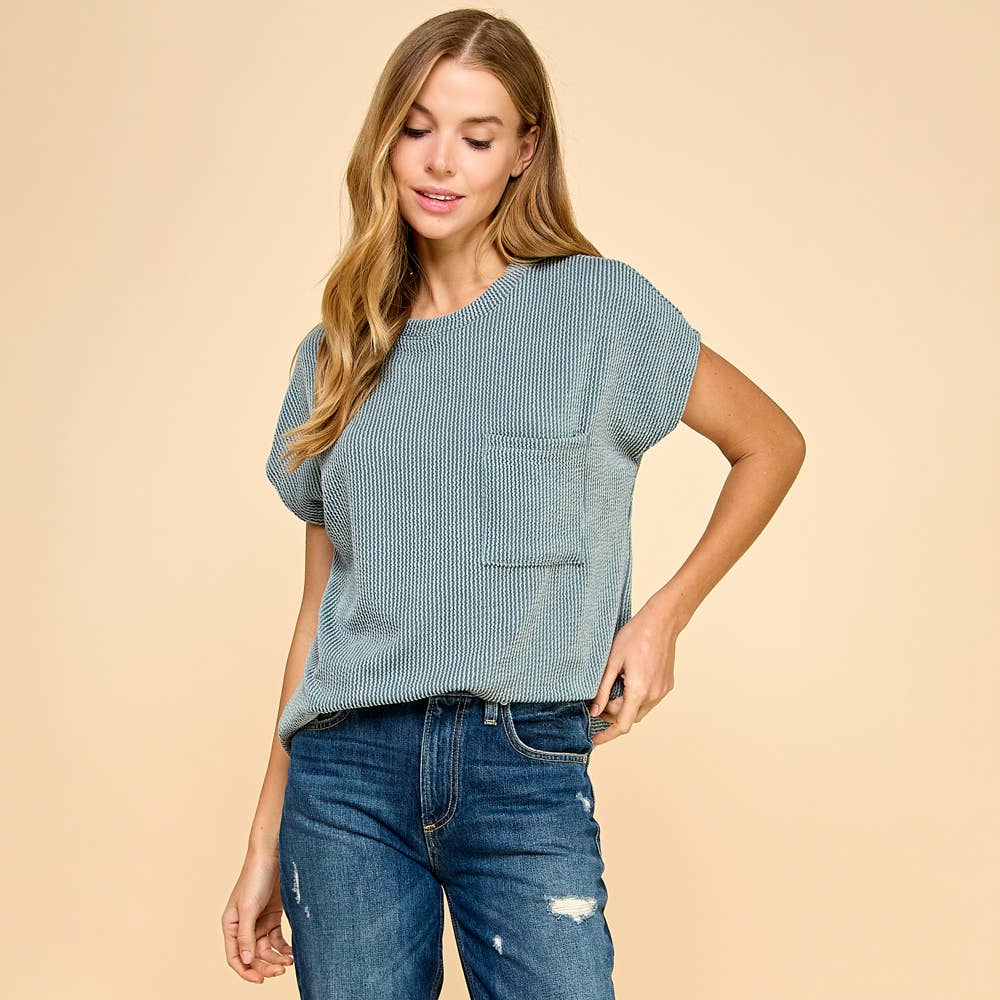 Les Amis - Wholesale Knit Top - Women's - Solid Ribbed Top with Pockets12