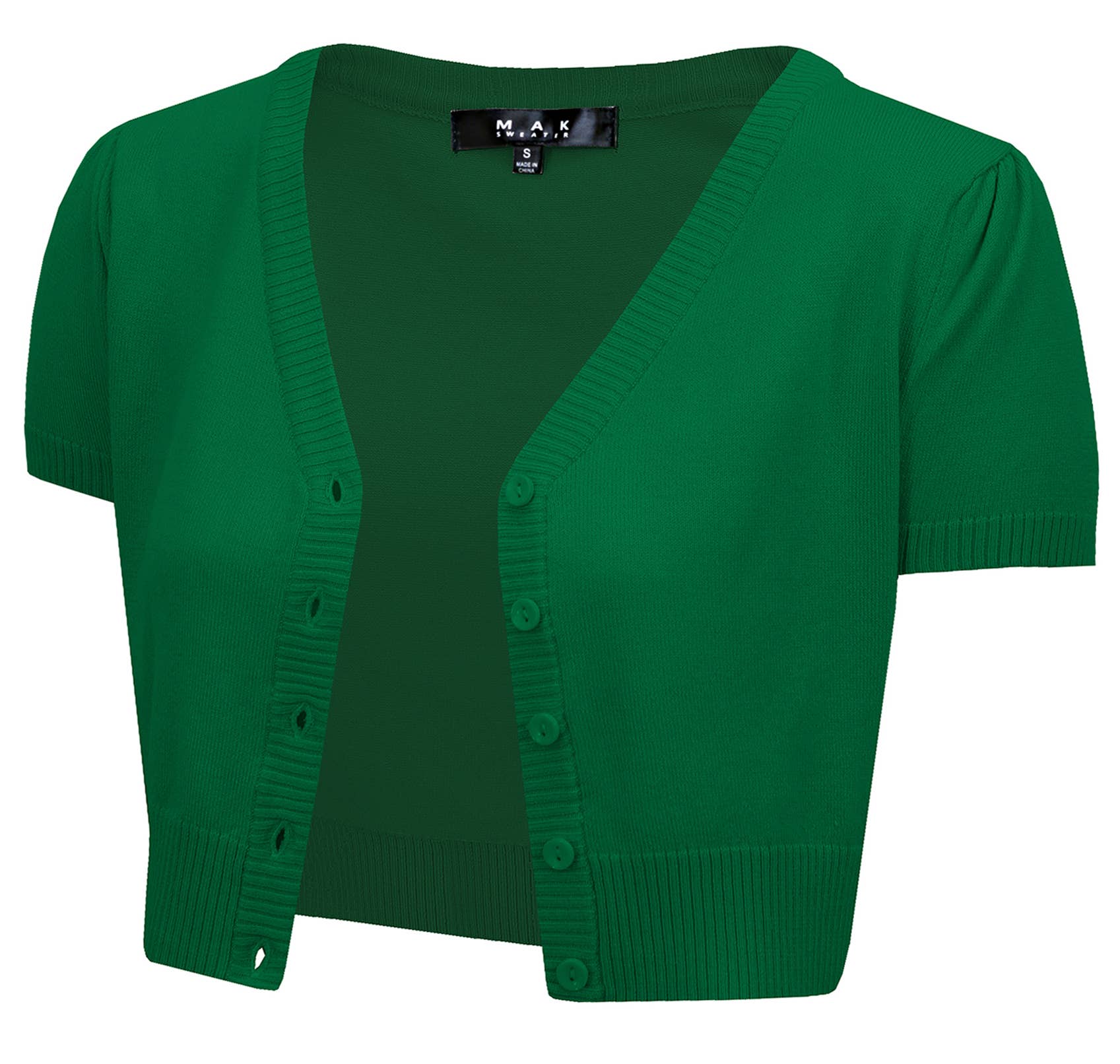 Mak - Vente Cardigan – femme - Cardigan boléro court à manches courtes bouffantes et col en V HB213722
