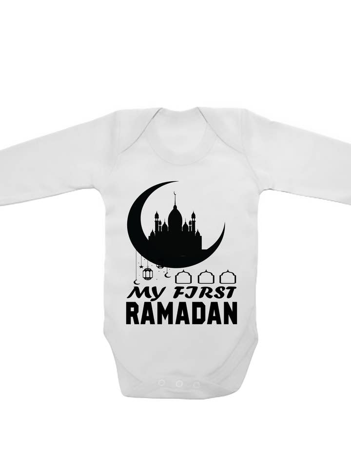 My First Ramadan - Long Sleeve Baby Vests for wholesale by Little Ratbag