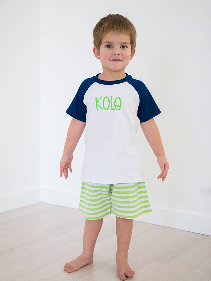 SALE Boys Knit Shorts - Lime Green / White for wholesale by Love That Cotton