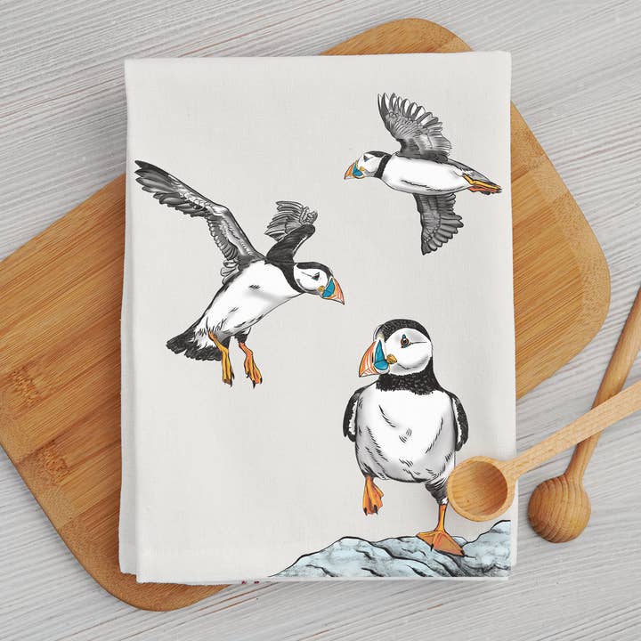 Toalha de Chá Puffins Atlantic por atacado de Pinpoint Studio
