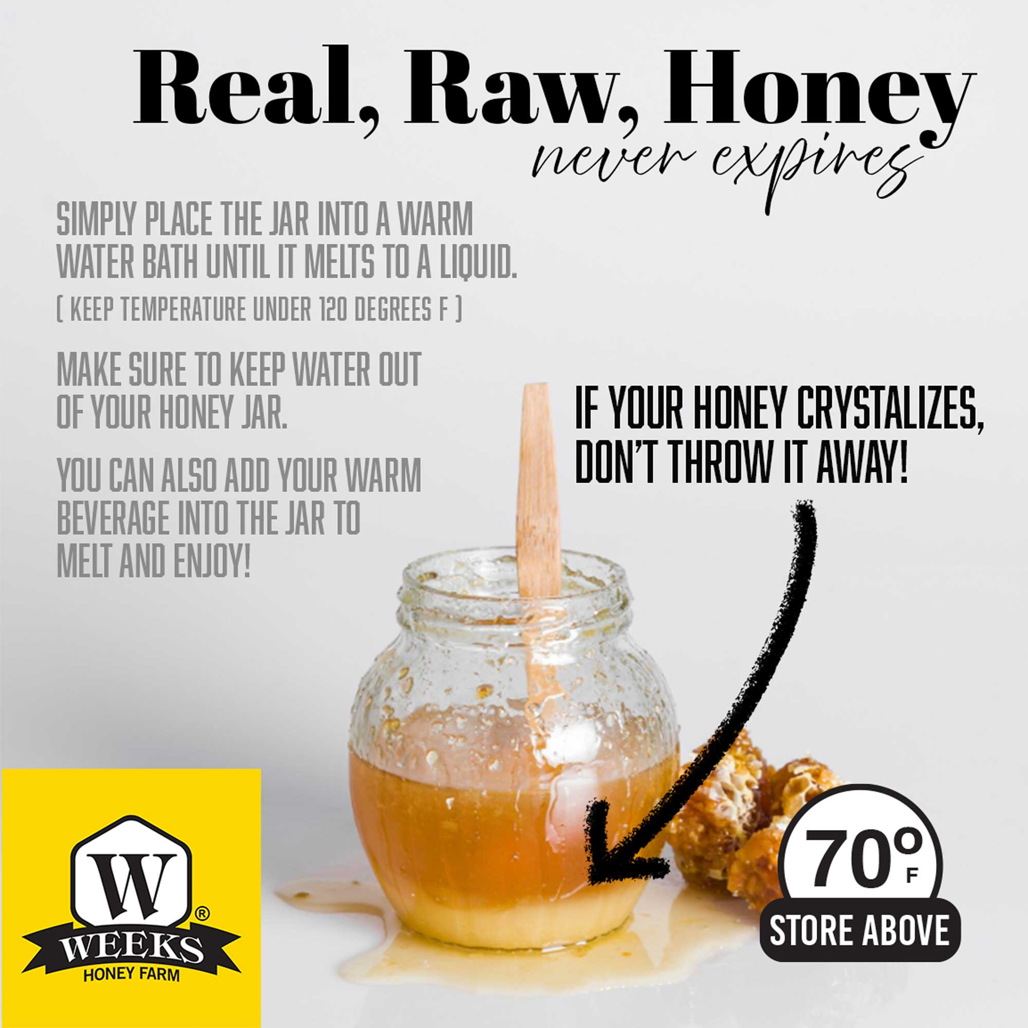 Weeks Honey Farm - Wholesale Honey - Pure Raw American Orange Blossom Honey - Unfiltered, All-Natural Citrus Sweetness3