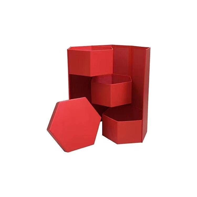 UNIKPACKAGING - Wholesale Gift Box - Hexagon 3-Tier Surprise Flower Gift Box with Lid19