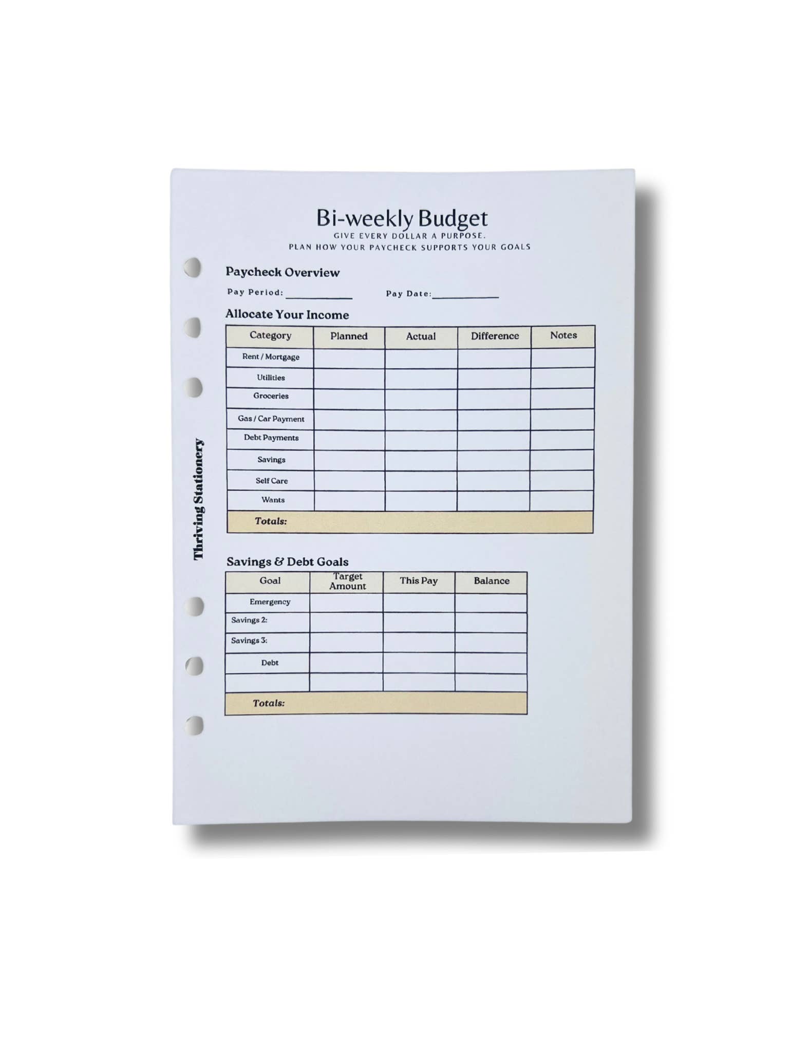 A5 Biweekly Budget Inserts – 12 Pack for wholesale by Thriving Stationery