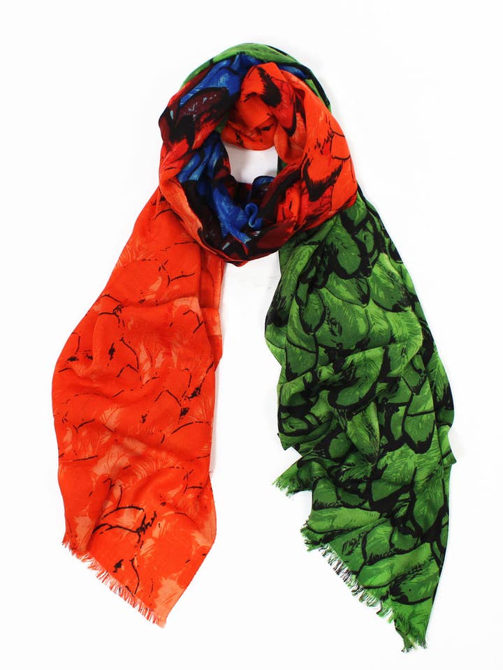 Vibrant Abstract Print 100% Wool Scarf-Scarves for Women for wholesale by Aavion
