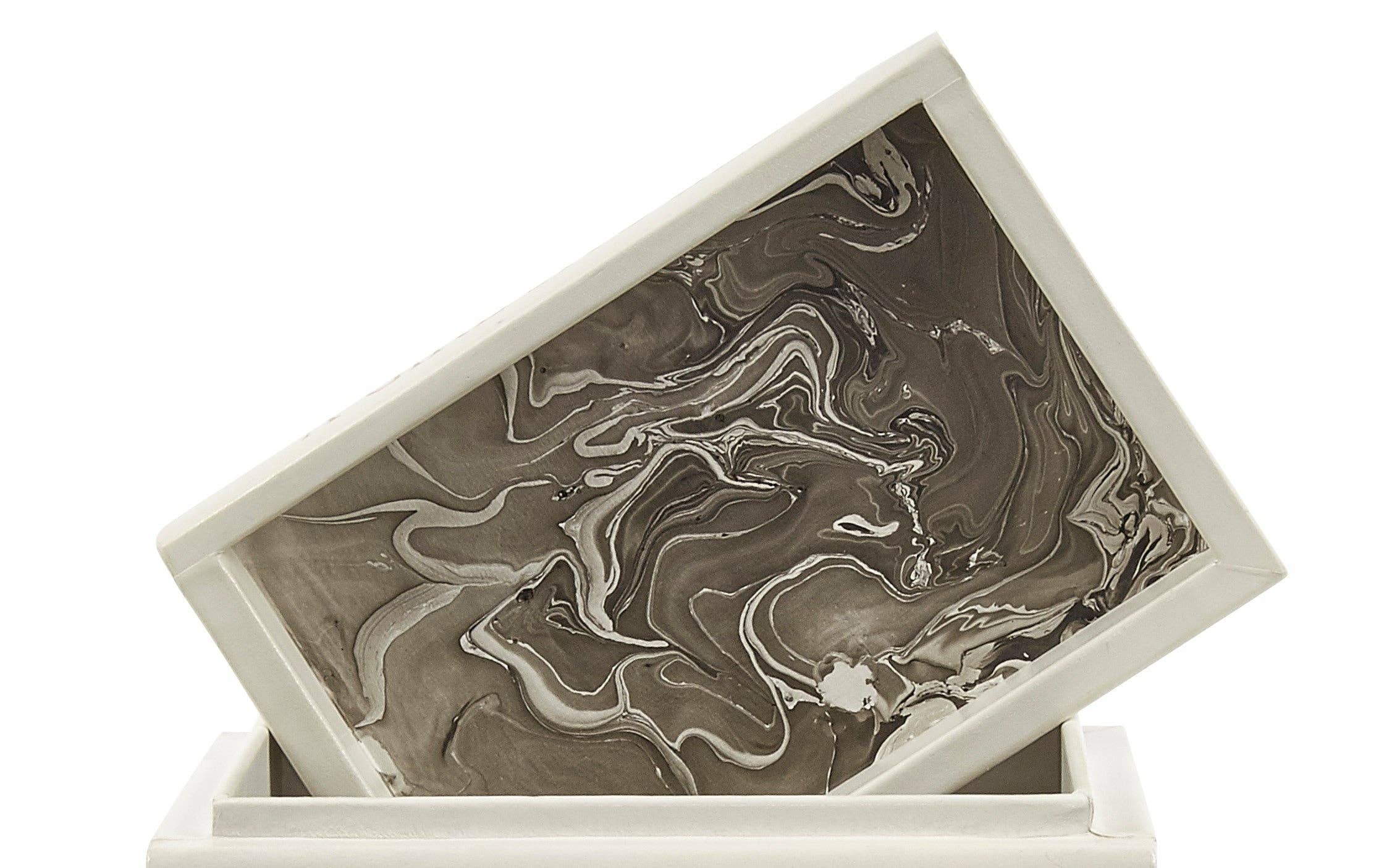 Vellum Home - Wholesale Decorative Box - White Leather Bound Box with French Quote1