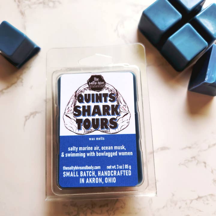 Quints Shark Tours - horror wax melts, jaws, ocean for wholesale by the salty hive home & body llc