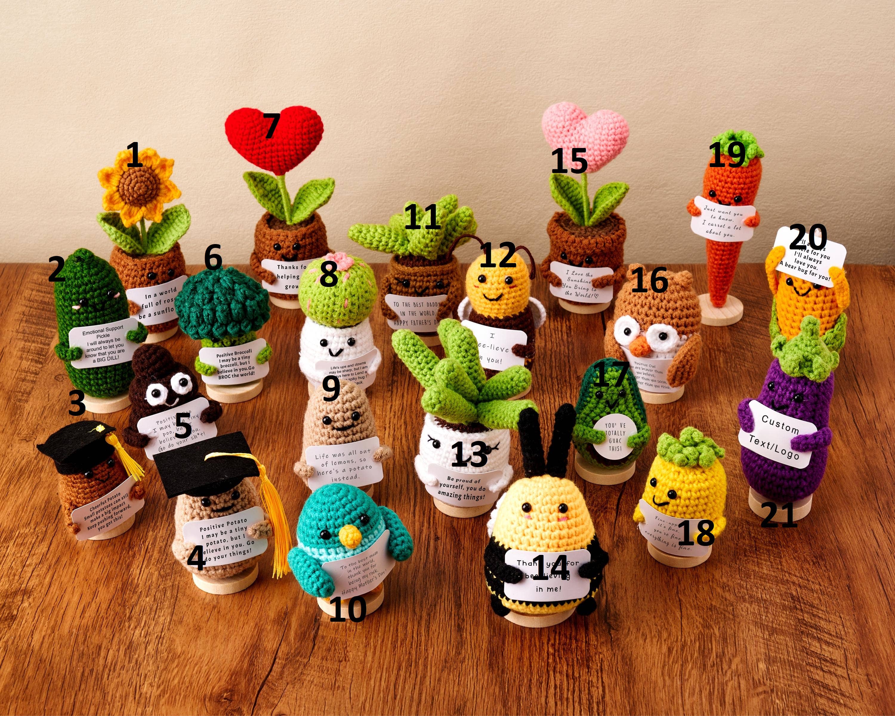 TOMOPOD LLC - Wholesale Stuffed/Plush Toy - Kids & Baby - Positive Crochet Desk Decor, Handmade Emotional Support Gift7