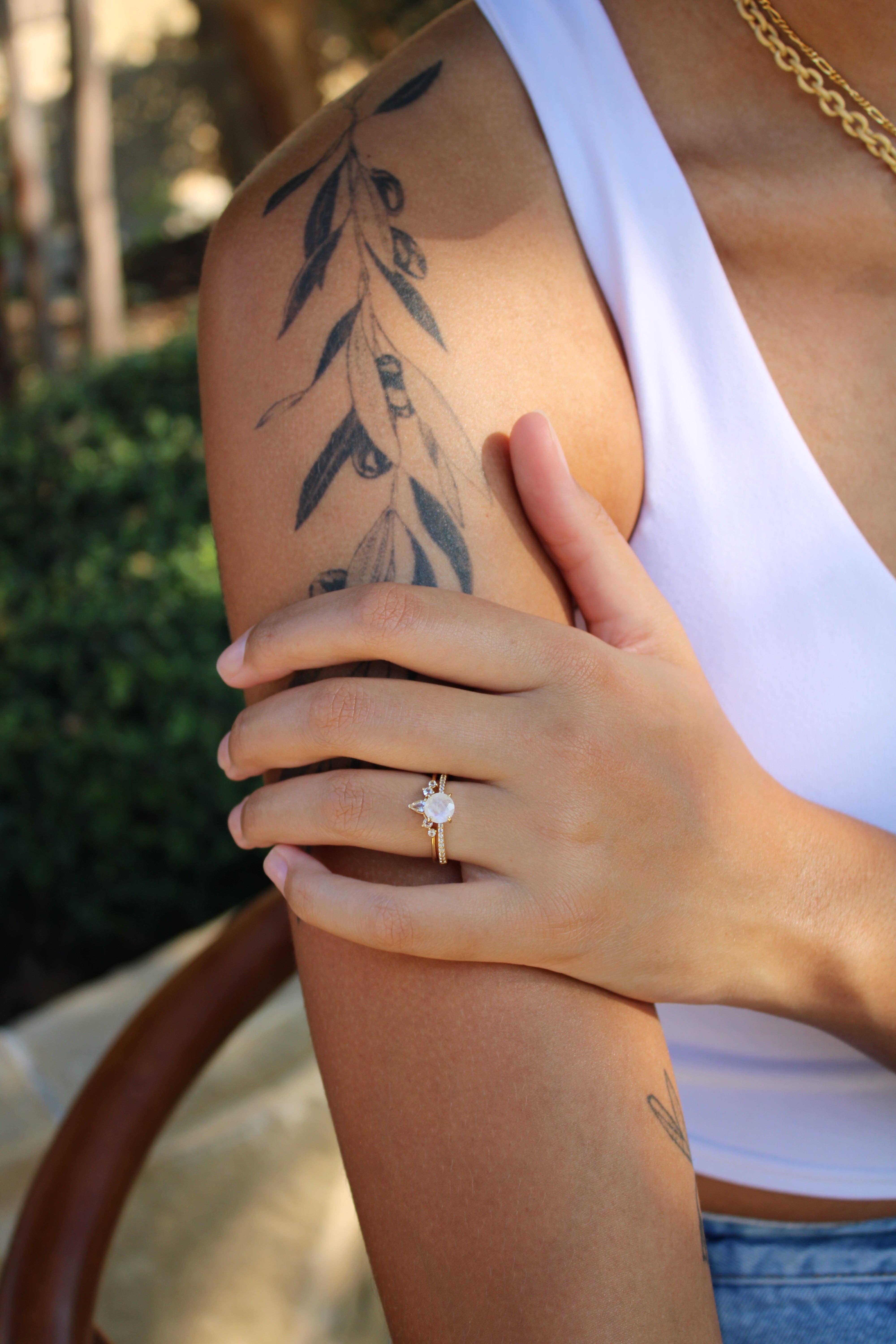 Vivian Grace Jewelry - Wholesale Single Stone/Solitaire Ring - Ava Moonstone & Topaz Ring Set5