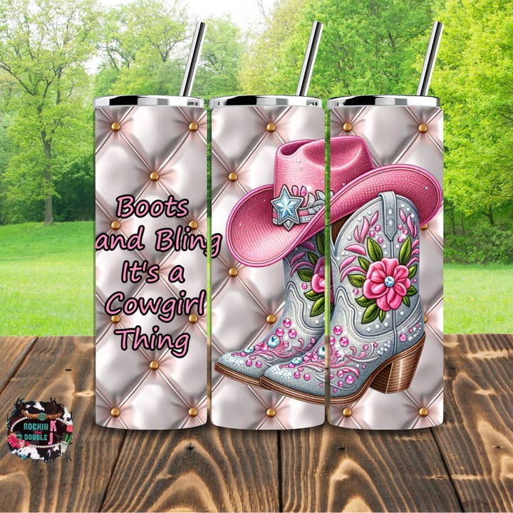 Boots and bling 20 OZ Tumbler for wholesale by Rockin K and Double J