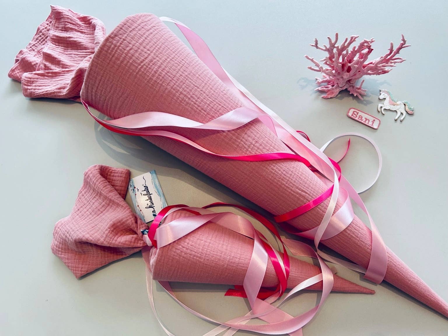 Küstenfieber® - Wholesale Party Favor - Musselin School Cone Old Pink – handmade – 35 cm or 70 cm0