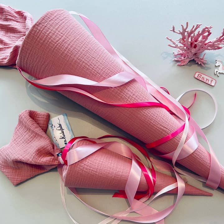 Küstenfieber® - Wholesale Party Favor - Musselin School Cone Old Pink – handmade – 35 cm or 70 cm