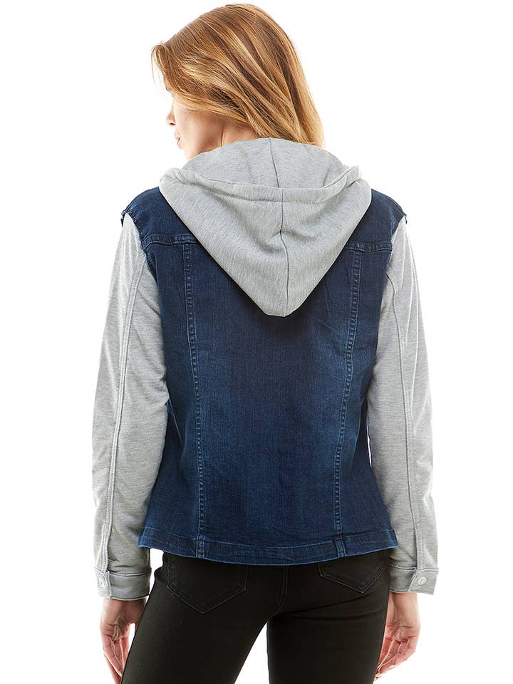 BLUE AGE - Wholesale Denim Jacket - Women's - Spandex Ladies' Denim Jacket with Fleece Hoodie9