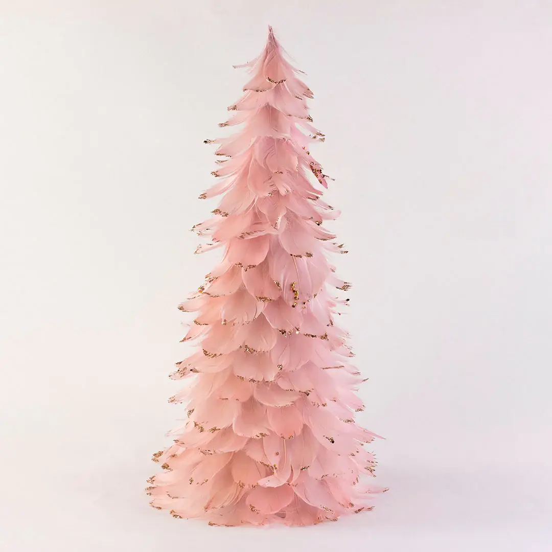 Zucker Feather Products - Wholesale Christmas Decoration - Feathered Pink Christmas Tree3