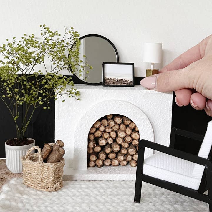 Miniette - Wholesale Doll Accessory Kit - Kids - Modern Miniature Dollhouse Fireplace
