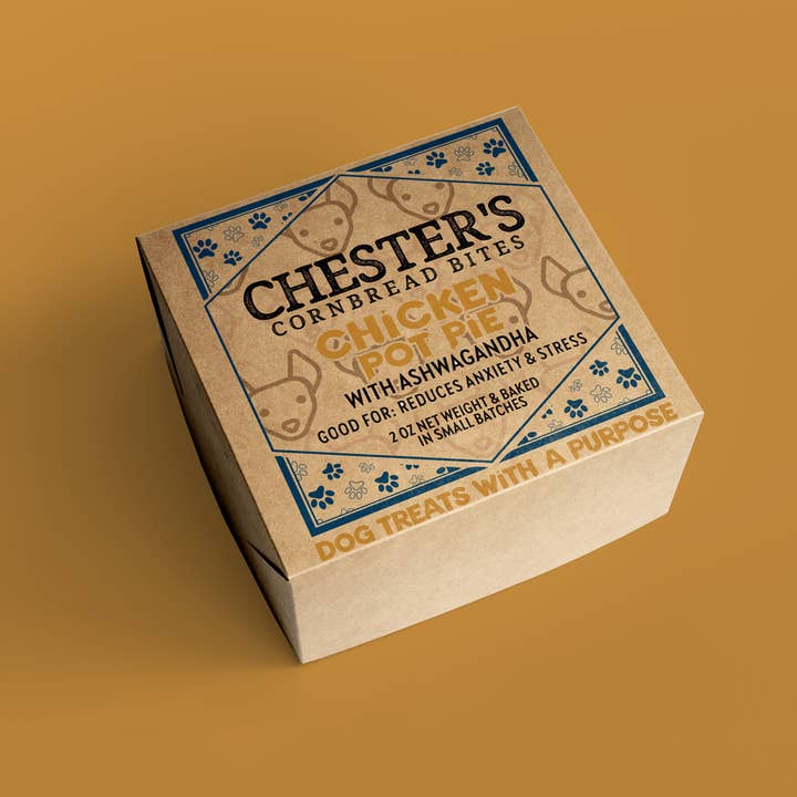 CHESTER'S CHICKEN POT PIE CORNBREAD DOG TREAT BITES for wholesale by Chester's Dog Treats, LLC