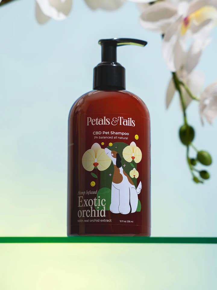 Exotic Orchid CBD Dog Shampoo - 12 fl oz for wholesale by Petals and Tails CBD