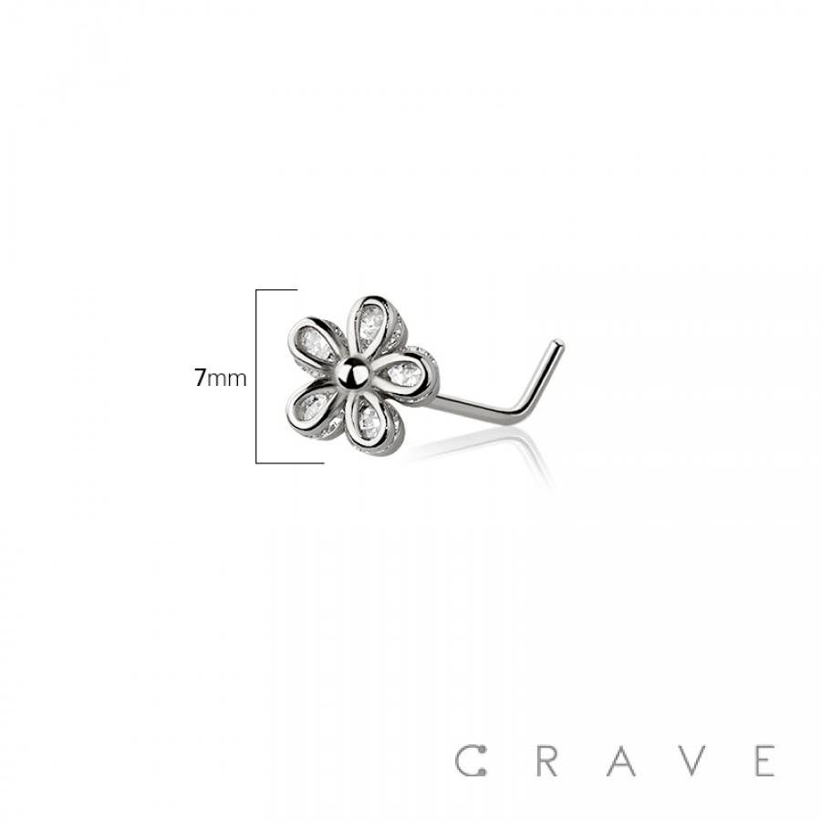 CRAVE – Anel de nariz por atacado – ANEL DE NARIZ EM L DE AÇO CIRÚRGICO 316L COM MULTI CZ FLOR2