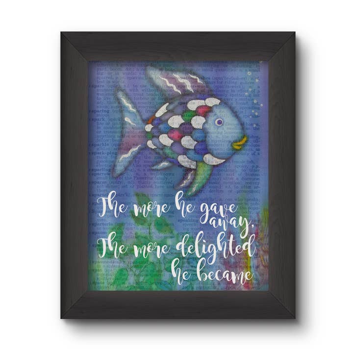 The More He Gave Away - Rainbow Fish for wholesale by Cecelia Rose Book Page Art