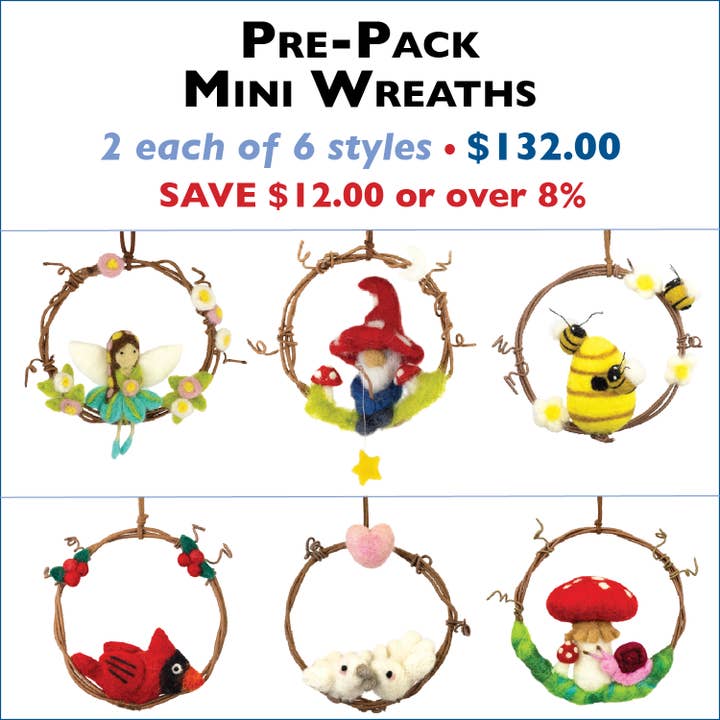 Mini krans præ-pakke (2stk. af 6 stilarter) for engroshandel hos dZi Handmade