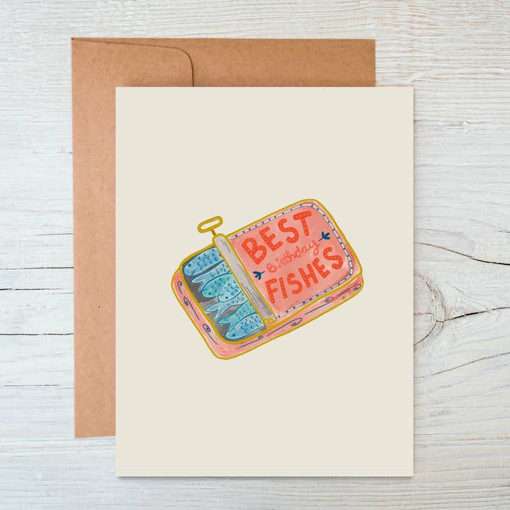 Marigold Press - Wholesale Birthday Card - Best Birthday Fishes - Funny Sardine Birthday Card