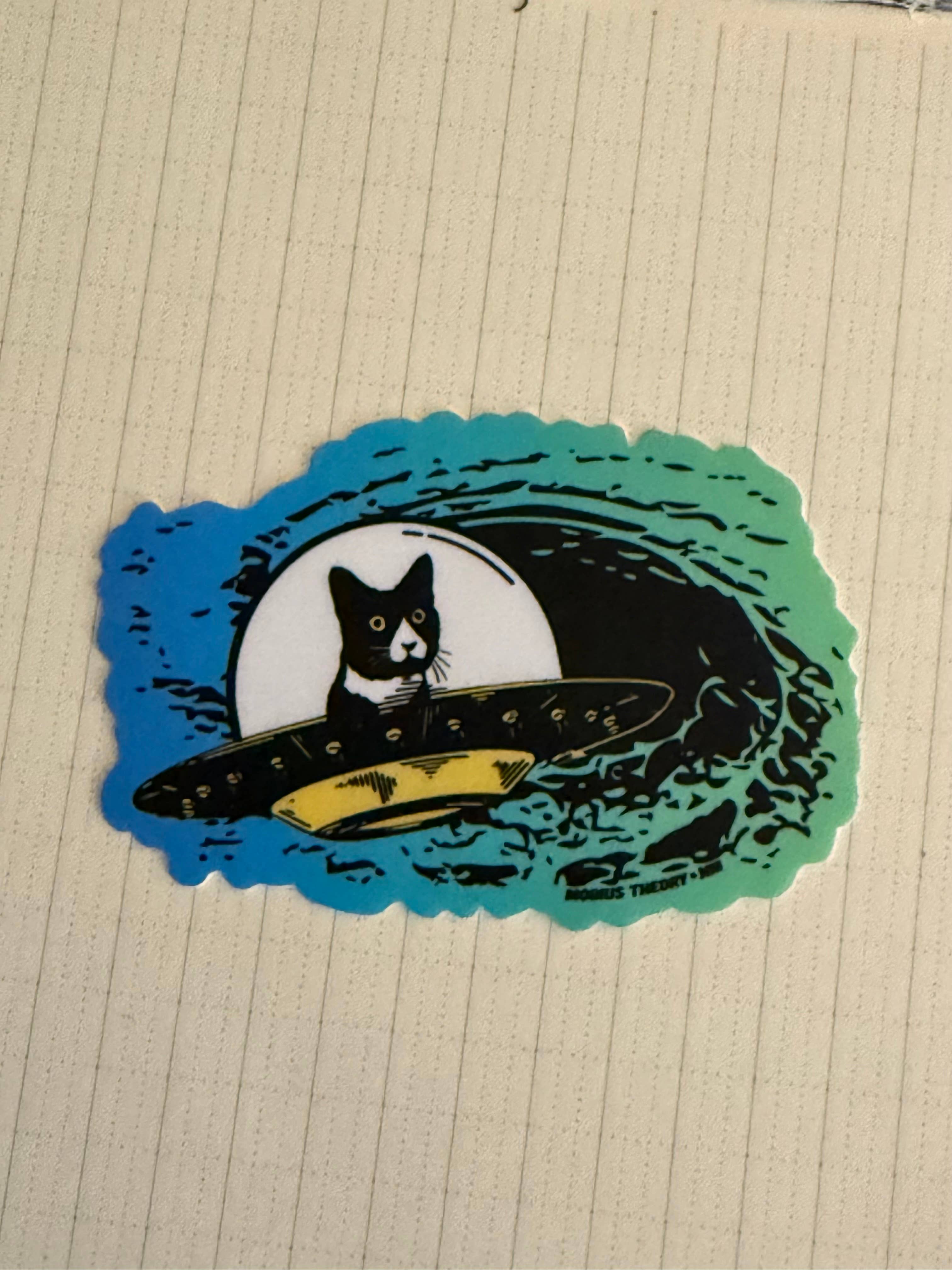 Mobius Theory - Wholesale Sticker - UFO Daft Cat (Blue Version) 3" Die Cut Sticker