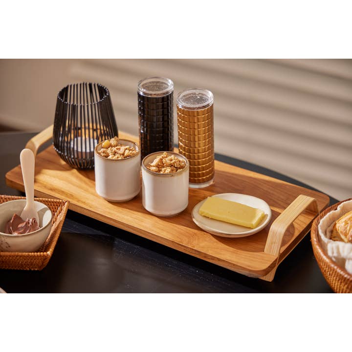 Serviertablett aus Holz mit Bambusgriff für den Großhandel von DUA