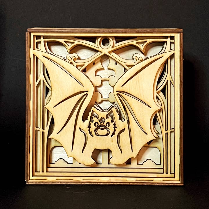 Squirrel Tacos Papercuts - Wholesale Decorative Tabletop Object - Lightbox - Gothic Bat Halloween art2