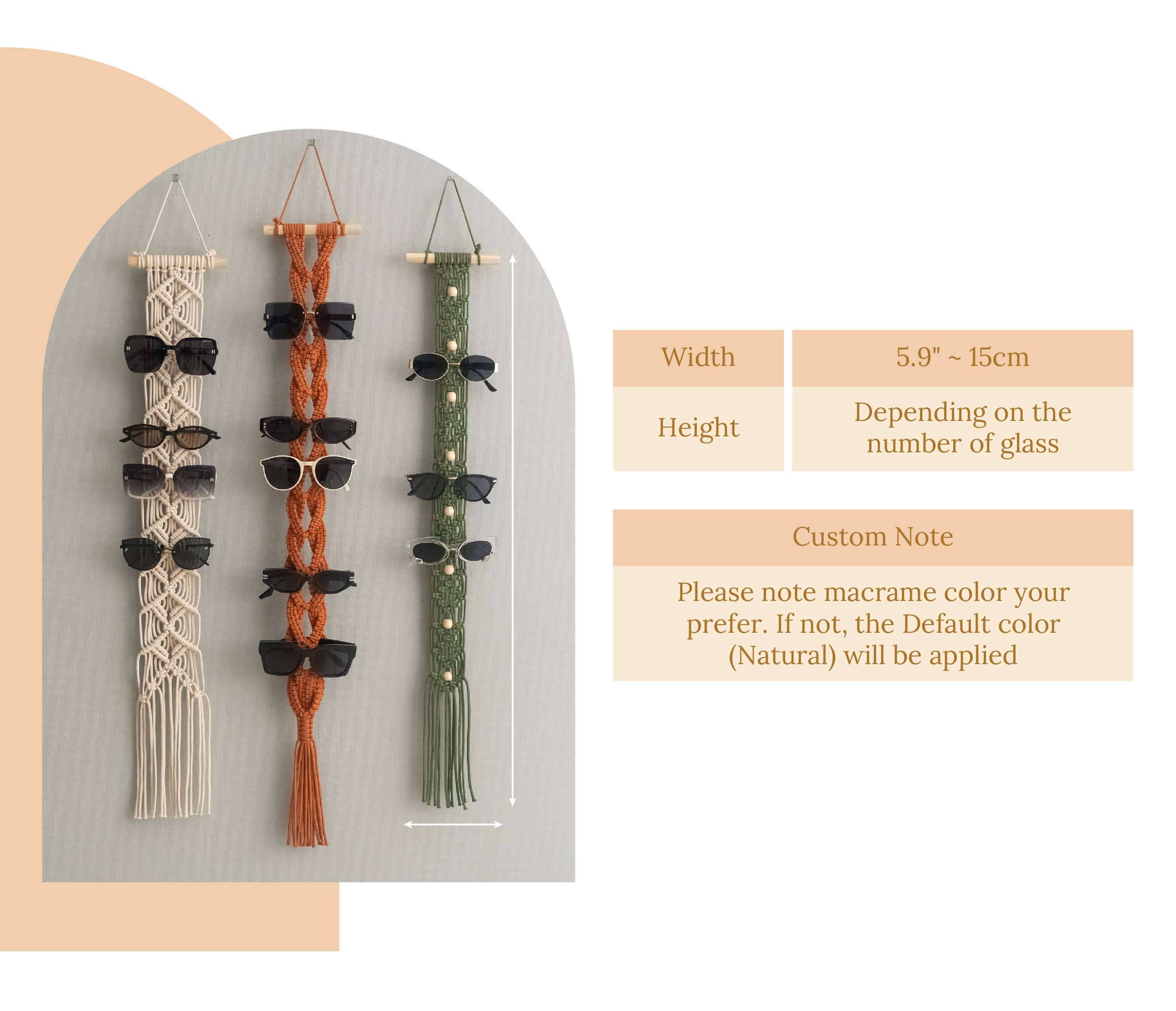 HeartCrafted - Wholesale Sunglasses/Eyeglasses Strap - Unisex - Macrame Sunglasses Holder Wall Hanging I962