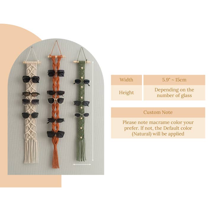 HeartCrafted - Wholesale Sunglasses/Glasses Strap - Unisex - Macrame Sunglasses Holder Wall Hanging I962