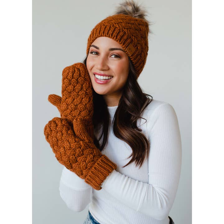 Panache Apparel Co. - Wholesale Beanie - Women's - Rust Knit Pom Hat