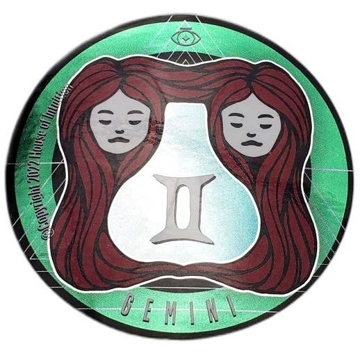 House of Intuition Holographic Gemini Zodiac Energy Sticker for wholesale by House Of Intuition