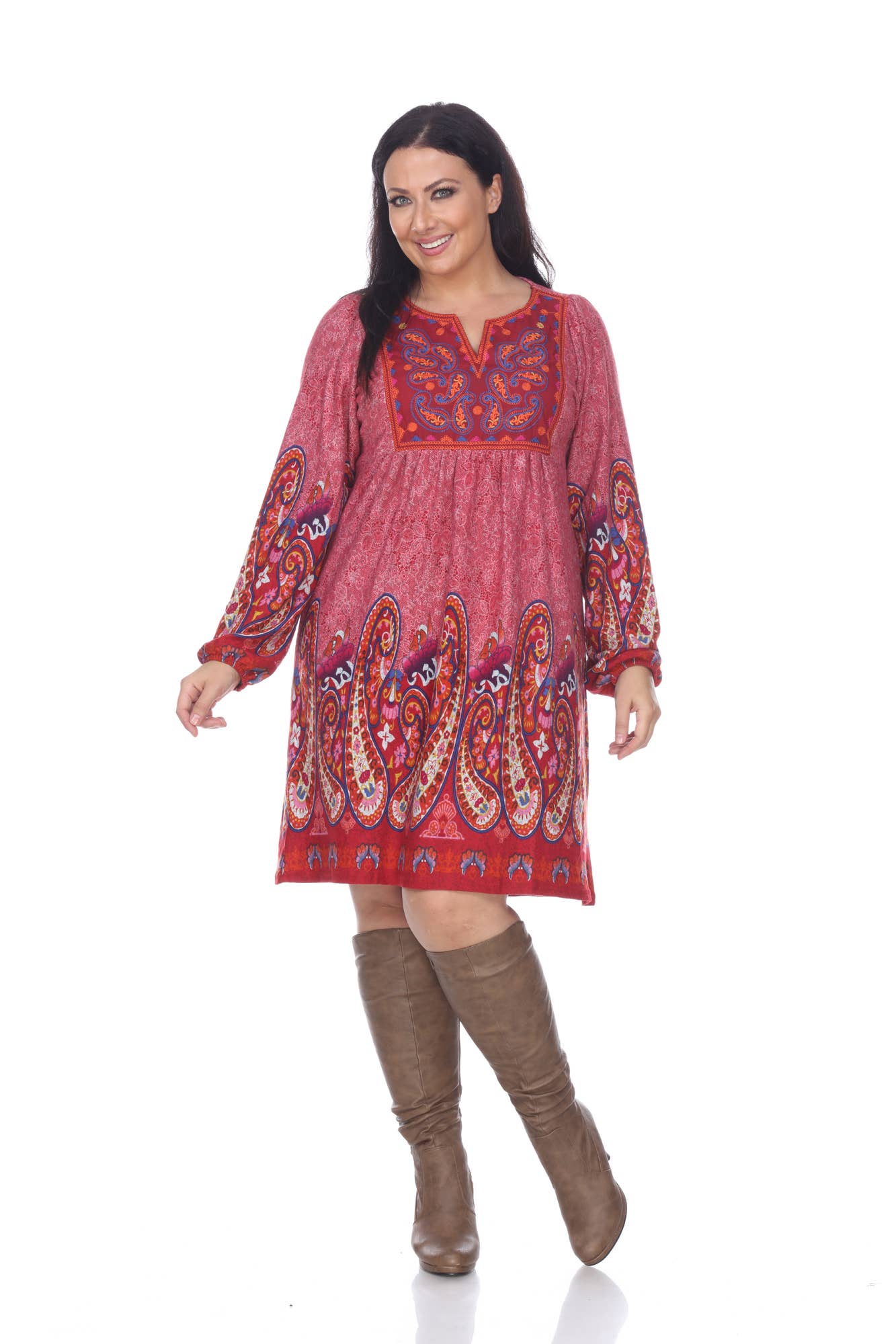 WHITE MARK – Großhandel Kleid – Damen – Besticktes Apolline Pulloverkleid - Plus Size3