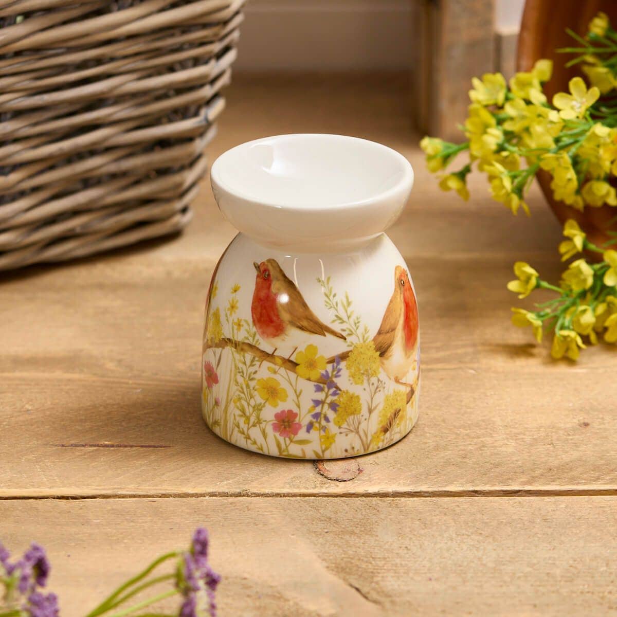 Langs - Wholesale Wax Warmer - Robin Floral Ceramic Wax Melt Burner0