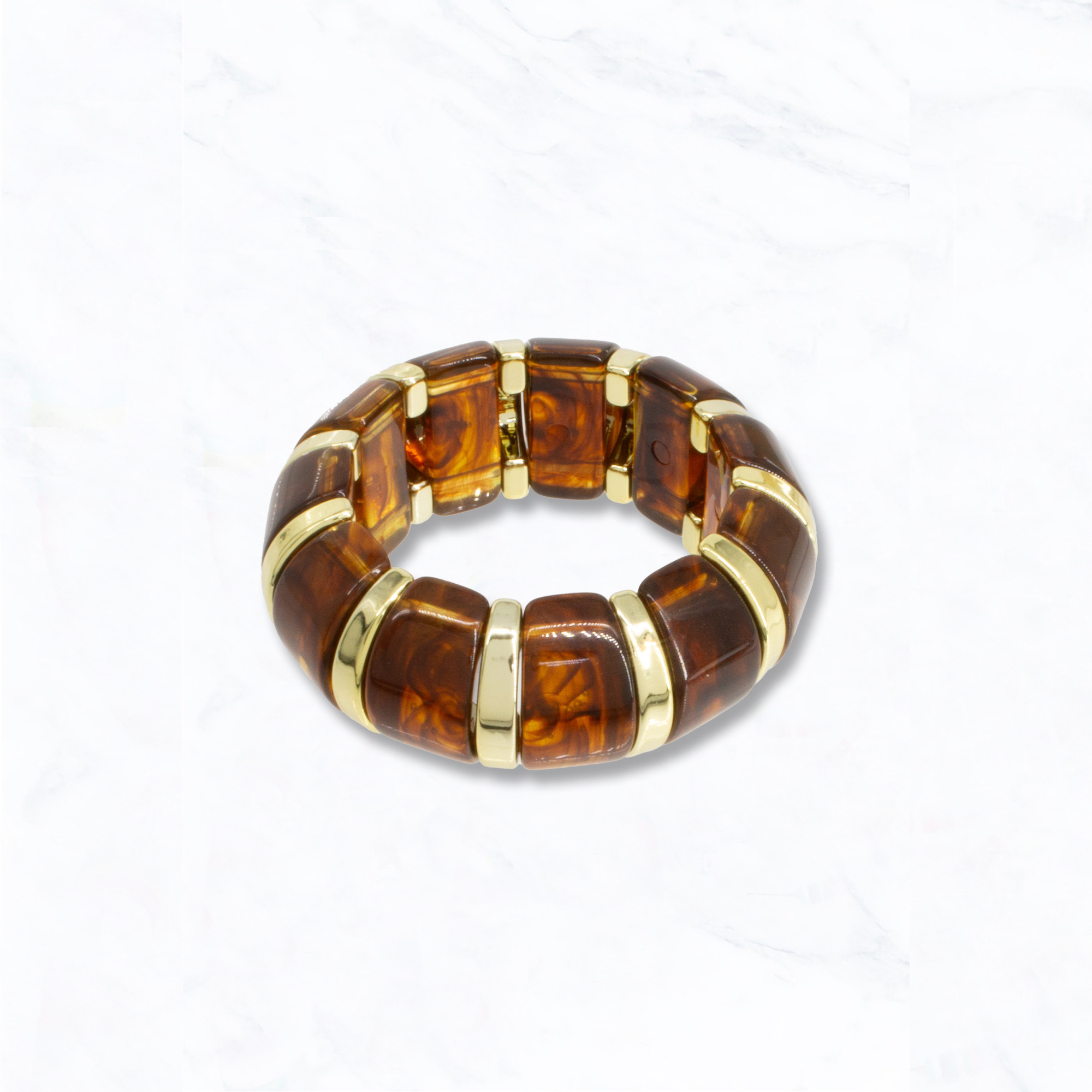 Suzie Q USA – wholesale Bangle bracelet – Marbled Stretch Bracelet with Gold Accents0