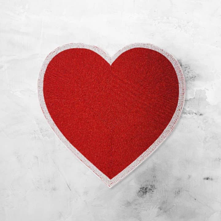 Inspired Generations - Wholesale Placemat - Beaded Red Heart Placemat -  Set of 42
