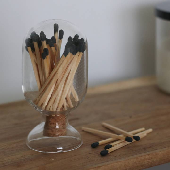 Glass Match Cloche - 50 Matches - 2.5" Match Sticks for wholesale by Nova Candle Co
